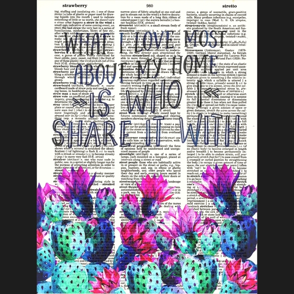 Vivid Cactus Home Love Dictionary Art Print - Picture 4 of 4
